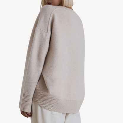 Elarova | Oversize-Strickpullover aus Wollmischung mit Rundhalsausschnitt für Damen