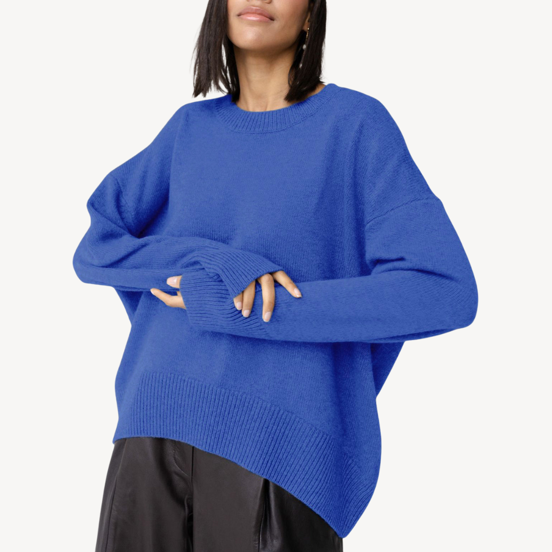 Elarova | Oversize-Strickpullover aus Wollmischung mit Rundhalsausschnitt für Damen