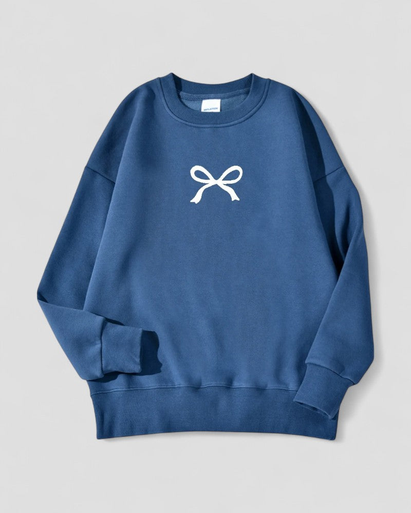 Elarova | Oversize-Sweatshirt mit Schleifenprint und Fleecefutter aus Baumwollmischung für Damen