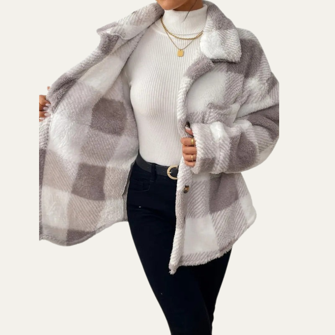 Elarova | Oversized Damen-Shacket mit Karomuster