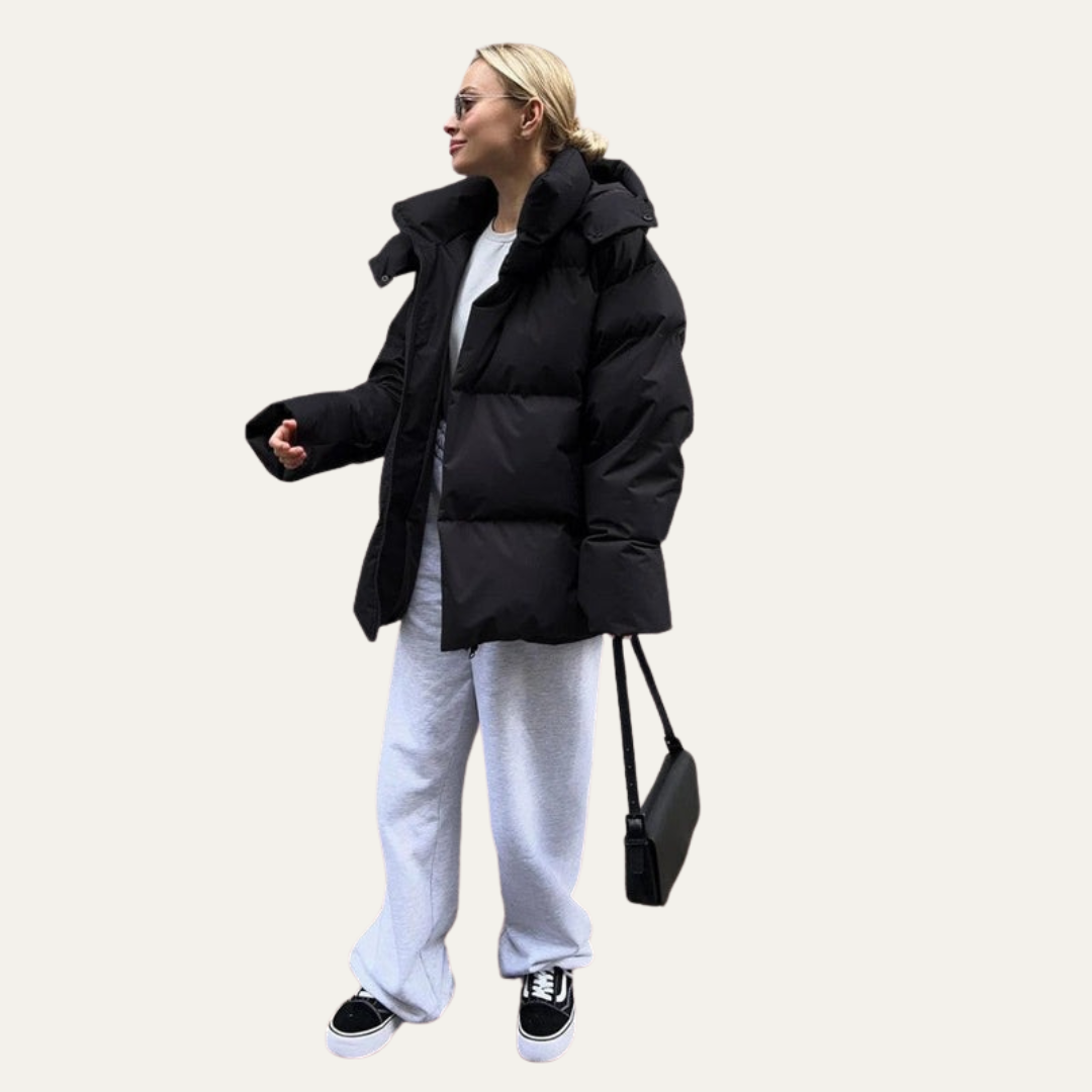 Elarova | Oversized Damen-Steppjacke mit Stehkragen und kurzem Schnitt