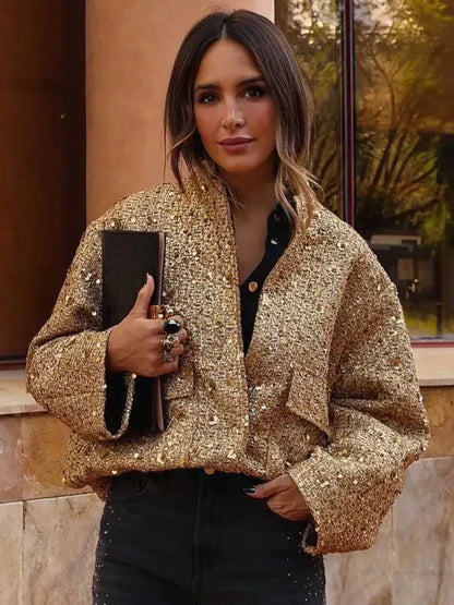 Elarova | Pailetten-Bomberjacke