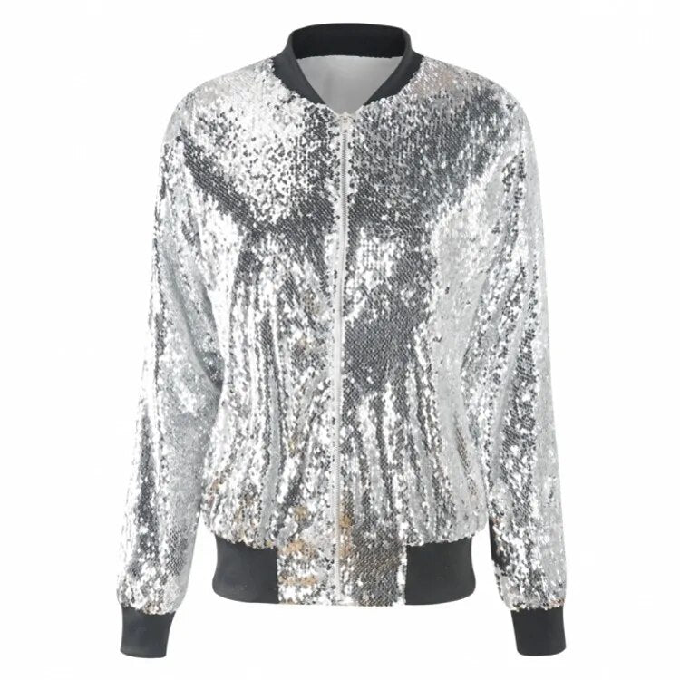 Elarova | Paillettenmantel Bomberjacke