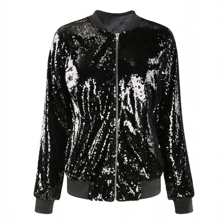 Elarova | Paillettenmantel Bomberjacke