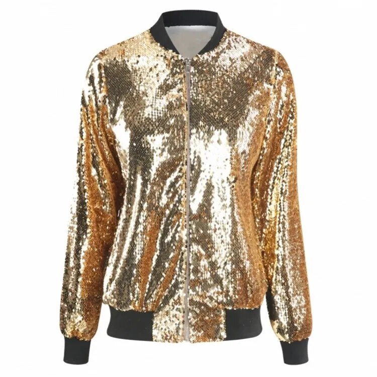 Elarova | Paillettenmantel Bomberjacke