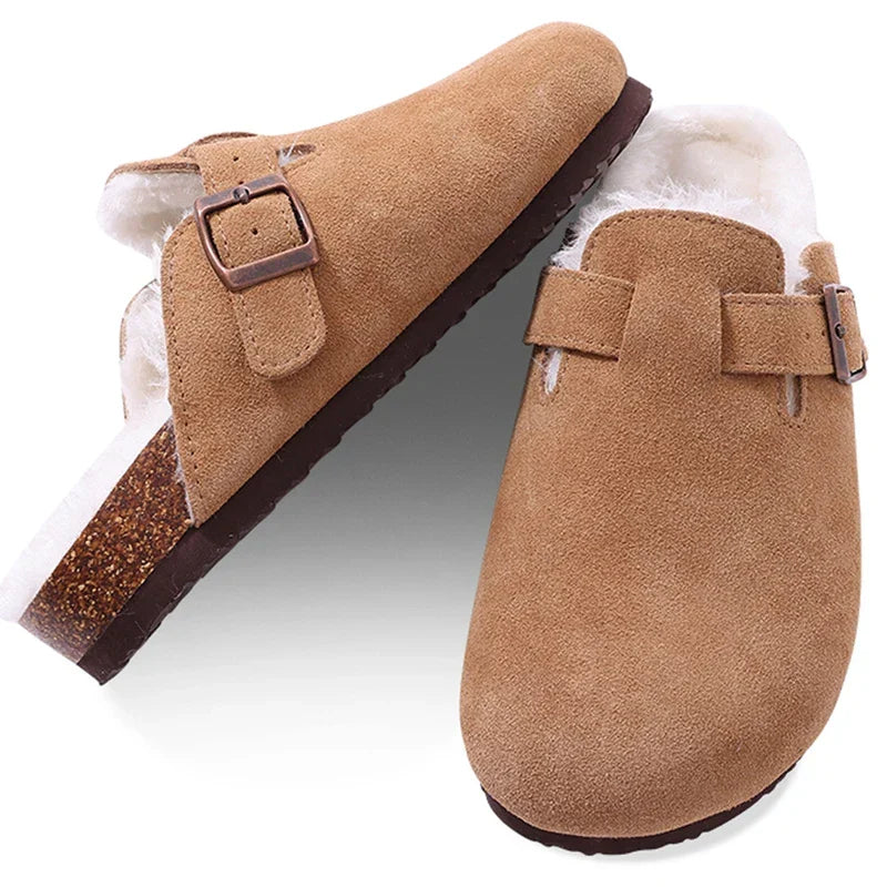 Elarova | Pantoletten Damen – rutschfeste warme Winter Hausschuhe
