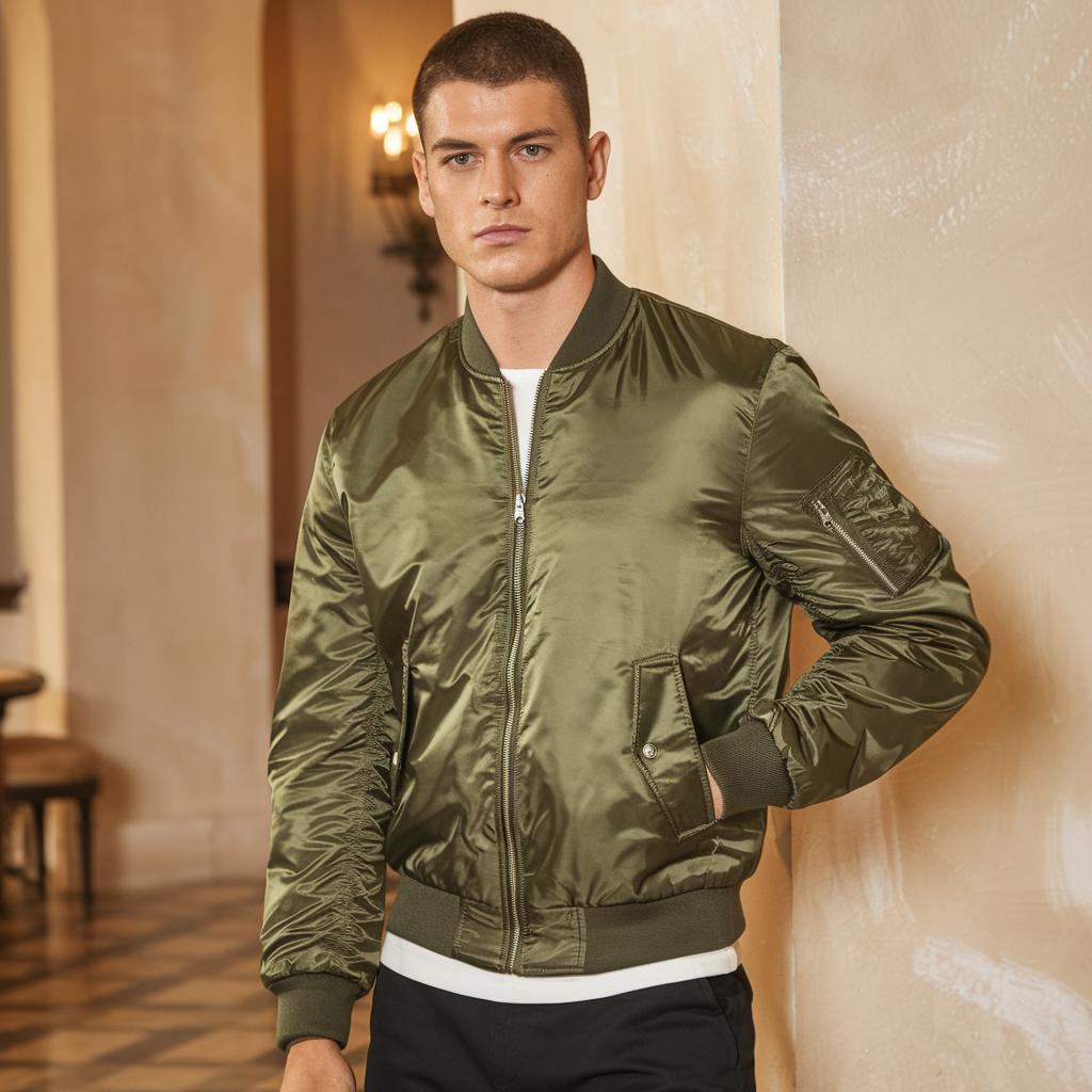 Elarova | Pilot Jacket Herren - Stehkragen Fliegerjacke Einfarbig