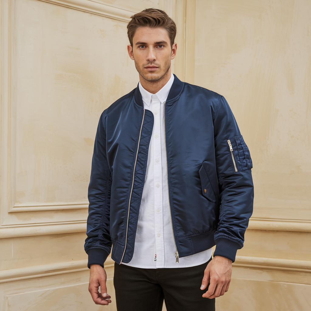 Elarova | Pilot Jacket Herren - Stehkragen Fliegerjacke Einfarbig