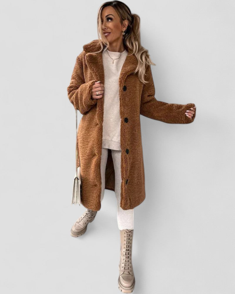 Elarova | Plüsch-Teddy-Trenchcoat für Damen