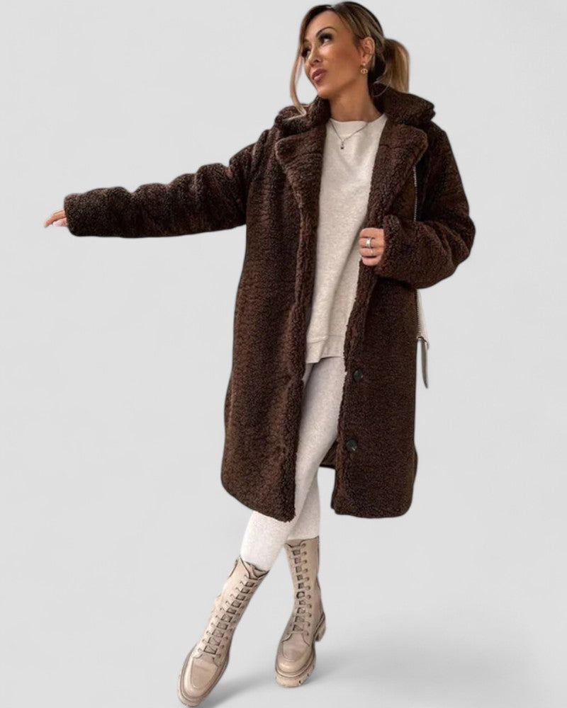 Elarova | Plüsch-Teddy-Trenchcoat für Damen