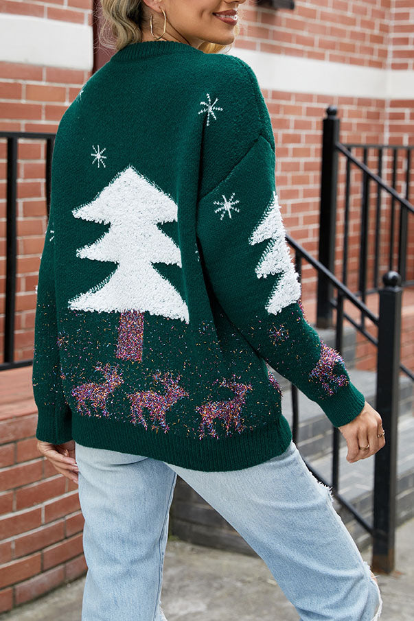 Elarova | Plüsch Weihnachtsbaum Pullover Strickpullover
