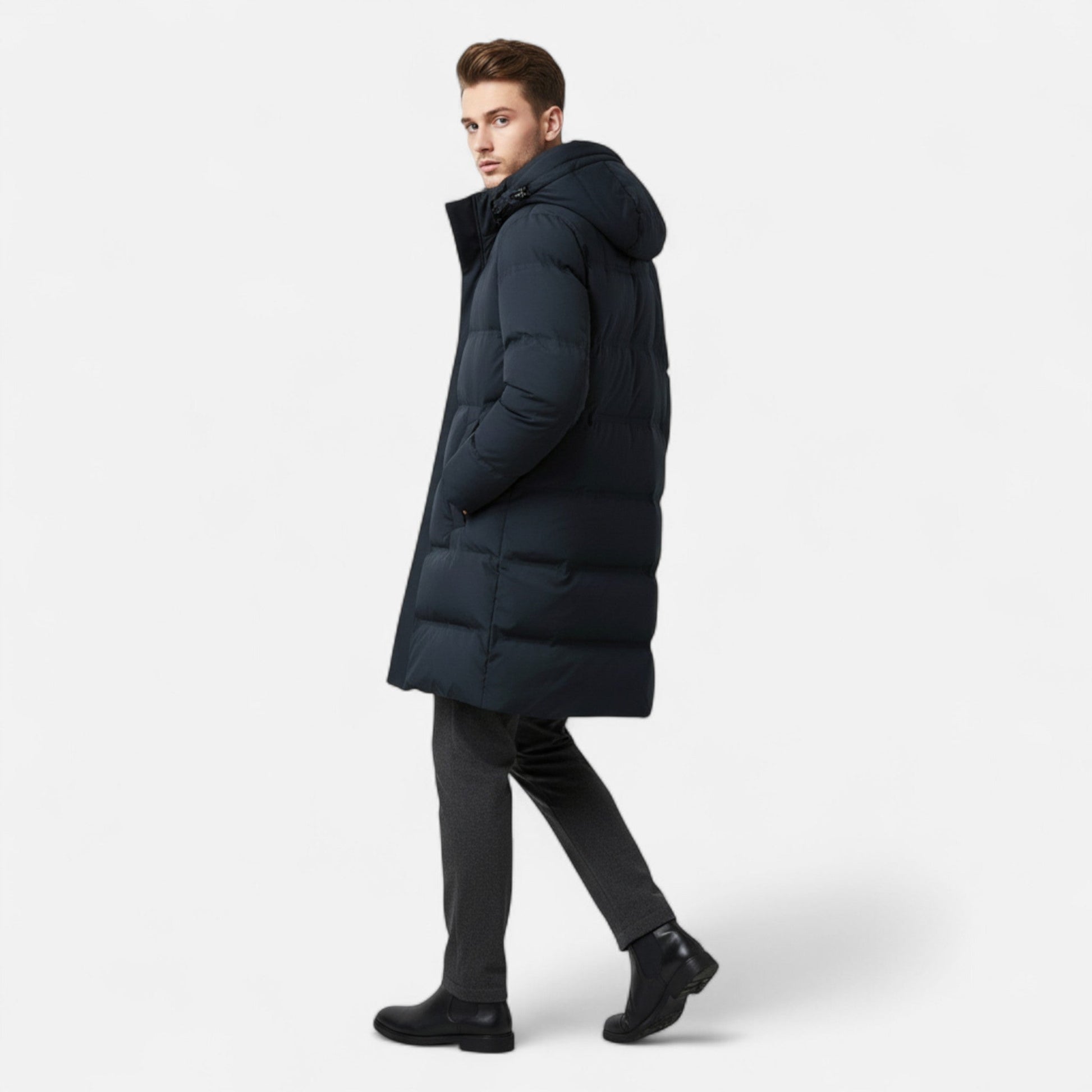 Elarova | Premium-Winter-Daunenparka für Herren – Isolierte Eleganz mit Kapuze