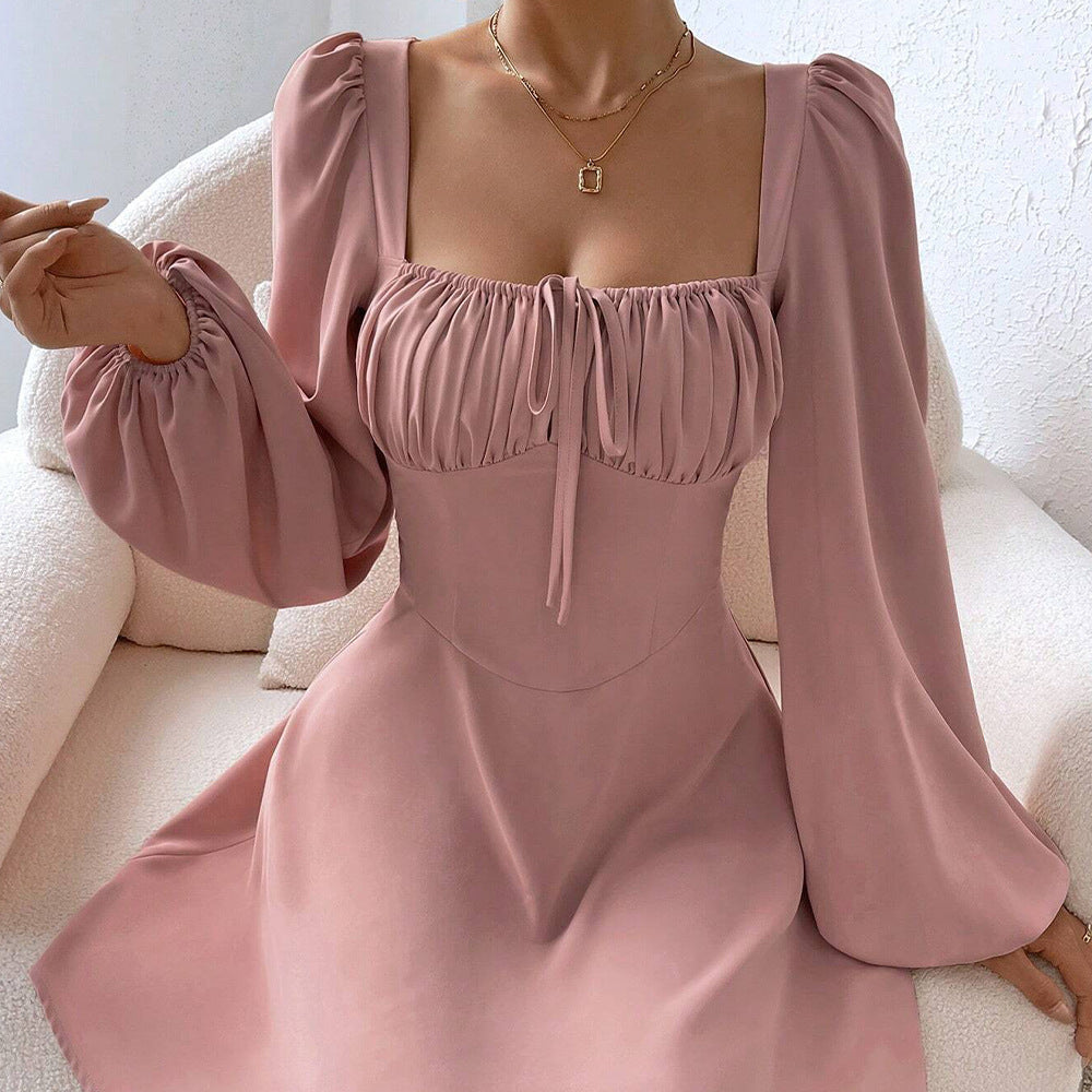 Elarova Puffärmel Kleid mit quadratischem Ausschnitt und Puffärmeln