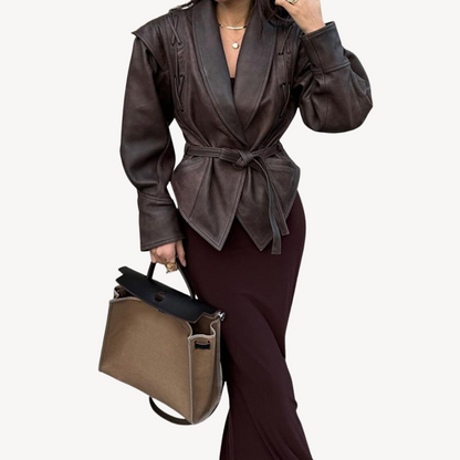 Elarova | Puffer-Blazerjacke aus Leder für Damen