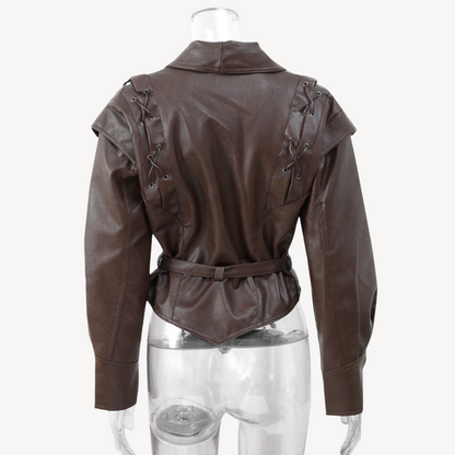 Elarova | Puffer-Blazerjacke aus Leder für Damen