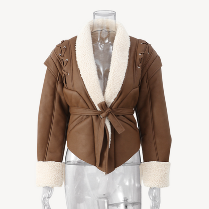 Elarova | Puffer-Blazerjacke aus Leder für Damen