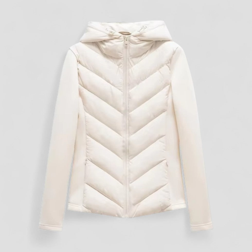 Elarova | Pufferjacke aus Baumwollmischung mit Kapuze und langen Ärmeln für Damen