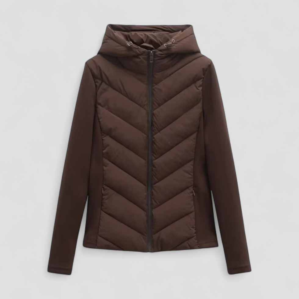 Elarova | Pufferjacke aus Baumwollmischung mit Kapuze und langen Ärmeln für Damen
