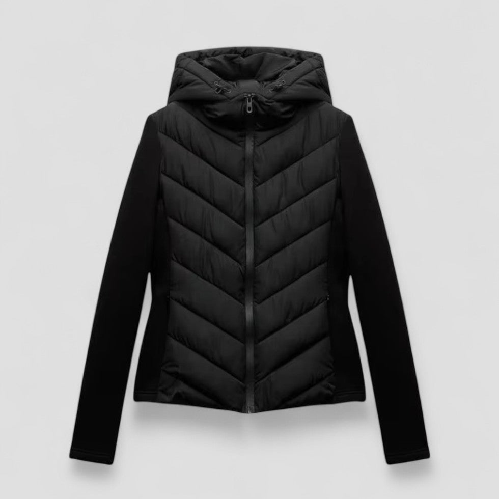 Elarova | Pufferjacke aus Baumwollmischung mit Kapuze und langen Ärmeln für Damen