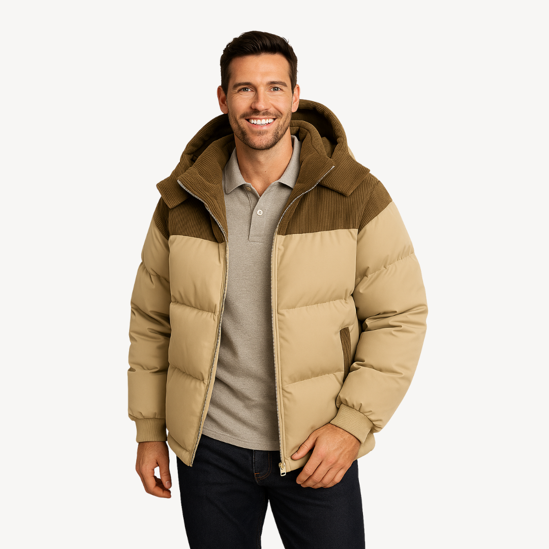Elarova | Pufferjacke für Herren mit Cordkapuze