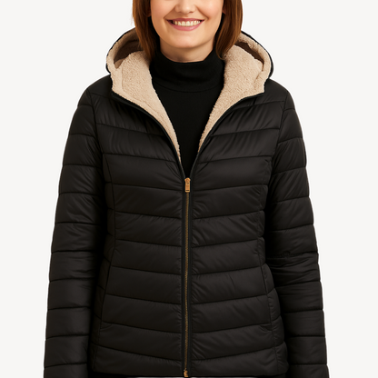 Elarova | Pufferjacke mit Kapuze und Sherpa-Futter für Damen
