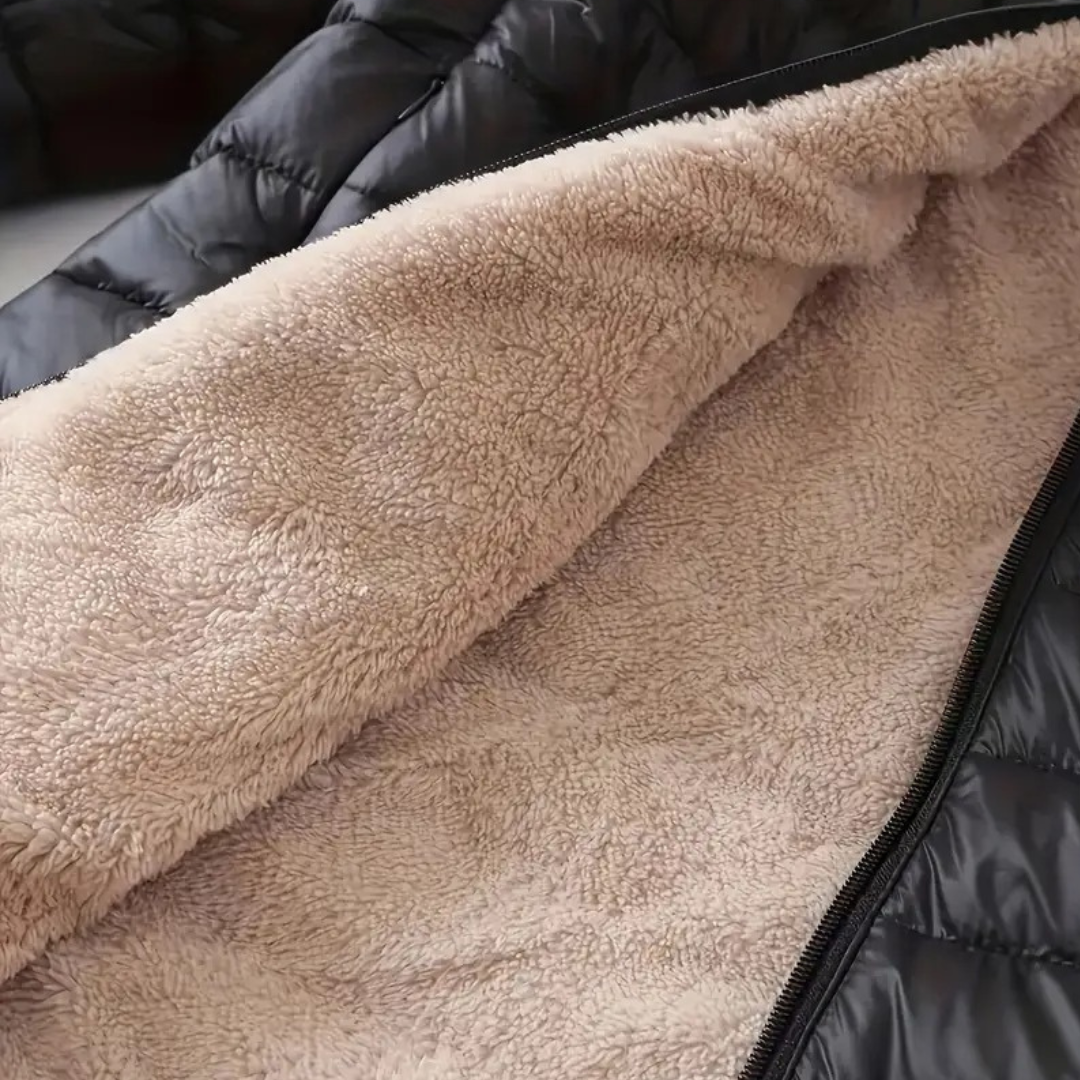 Elarova | Pufferjacke mit Kapuze und Sherpa-Futter für Damen