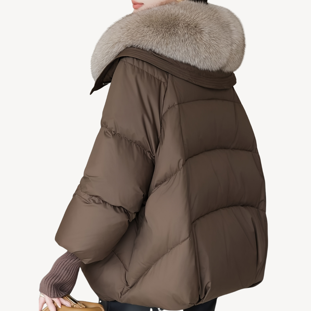 Elarova | Pufferjacke mit Kunstpelzkragen für Damen