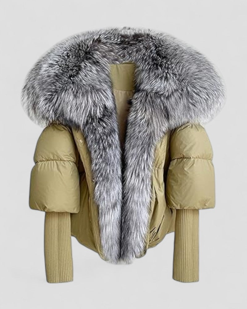 Elarova | Pufferjacke mit Kunstpelzkragen für Damen