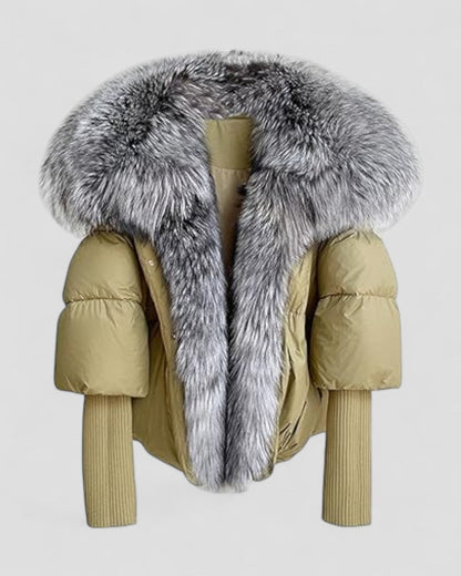 Elarova | Pufferjacke mit Kunstpelzkragen für Damen