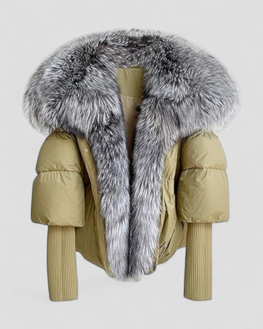 Elarova | Pufferjacke mit Kunstpelzkragen für Damen