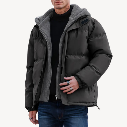 Elarova | Pufferjacke mit Sherpa-Futter und Kapuze für Herren