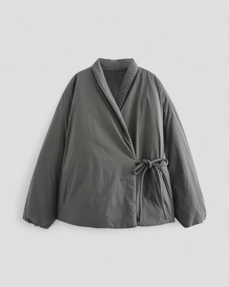 Elarova | Pufferjacke mit Wickeldesign und Taillenband für Damen