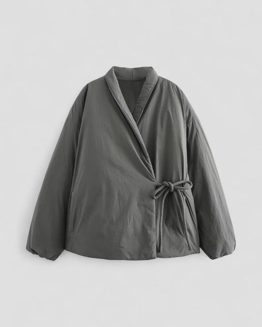 Elarova | Pufferjacke mit Wickeldesign und Taillenband für Damen