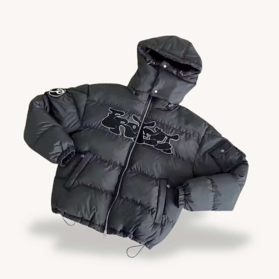Elarova | Pufferjacke mit grafischer Kapuze für Herren