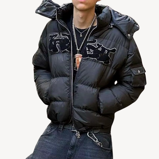 Elarova | Pufferjacke mit grafischer Kapuze für Herren