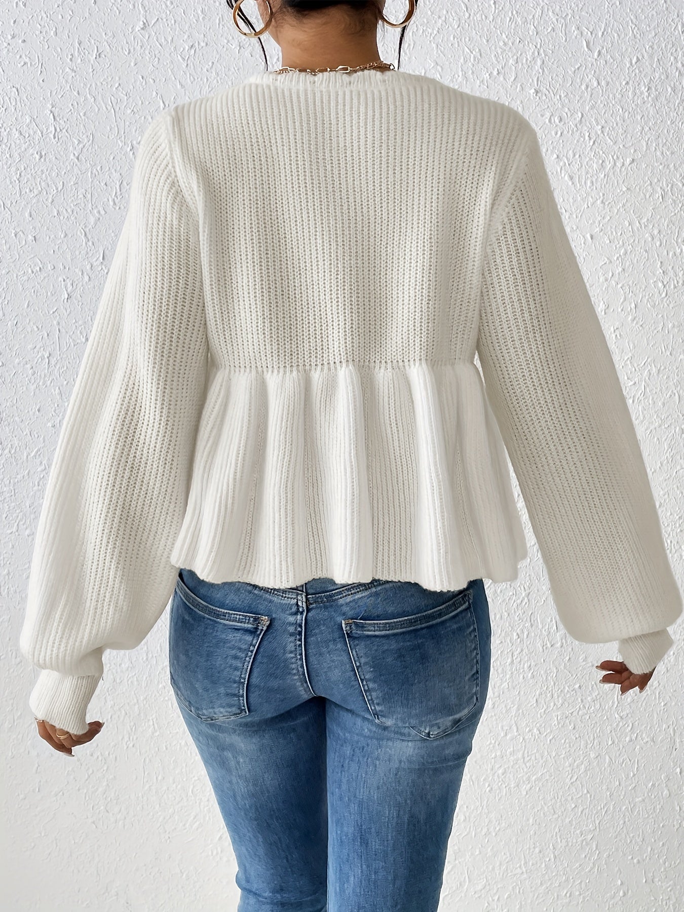 Elarova | Pullover für Damen mit Kordelzug und Rüschen am Saum