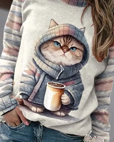 Elarova | Pullover mit Katzenprint für Damen