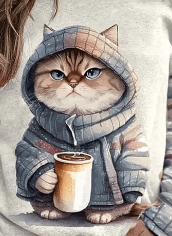 Elarova | Pullover mit Katzenprint für Damen