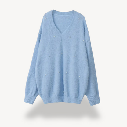 Elarova | Pullover mit V-Ausschnitt und Perlendetail für Damen