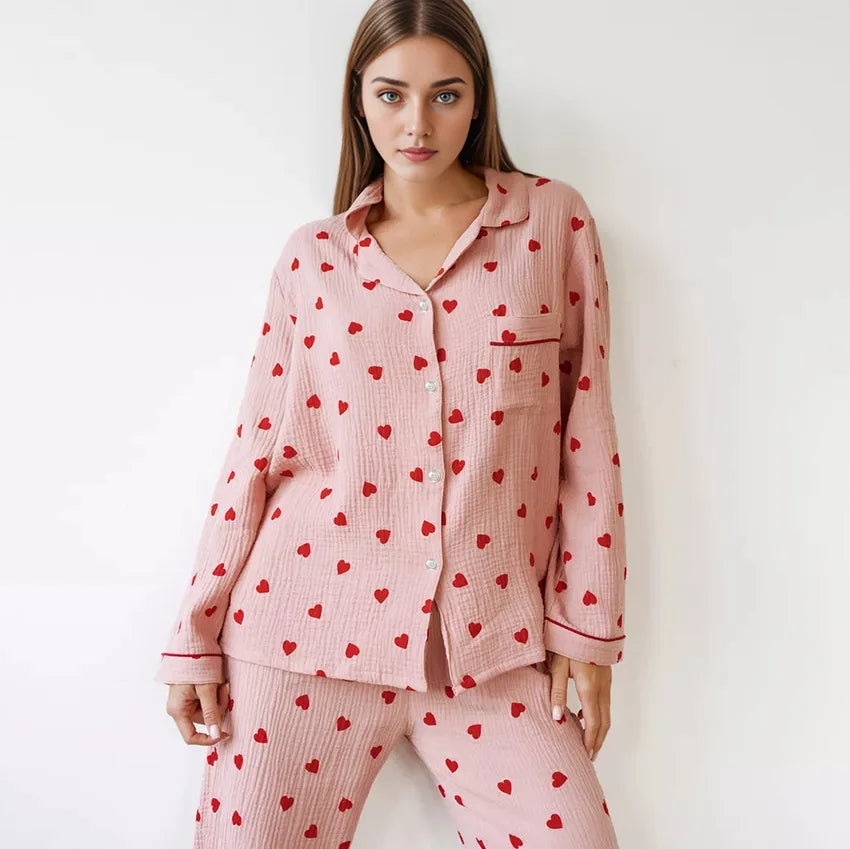 Elarova | Pyjama-Set mit Herzmotiven für Damen