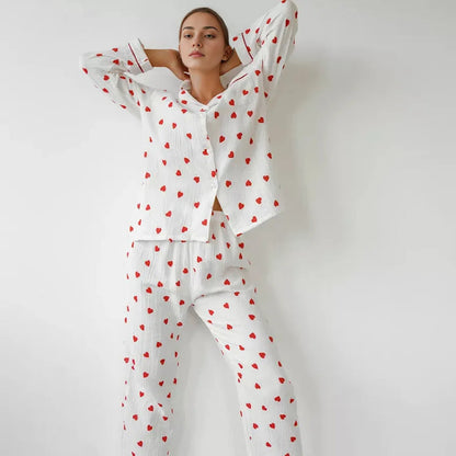 Elarova | Pyjama-Set mit Herzmotiven für Damen