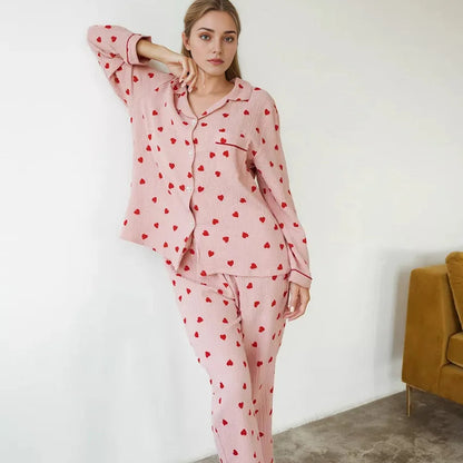 Elarova | Pyjama-Set mit Herzmotiven für Damen