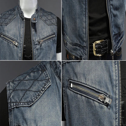 Elarova | Retro Herren Distressed Jeansjacke