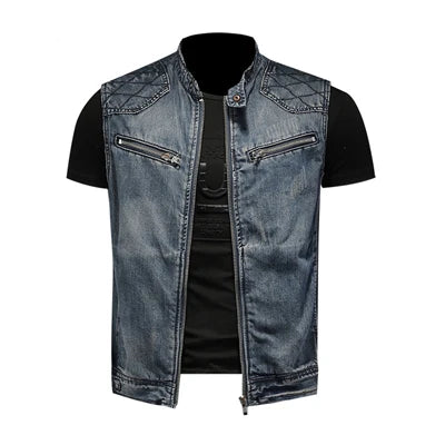 Elarova | Retro Herren Distressed Jeansjacke