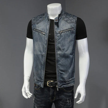 Elarova | Retro Herren Distressed Jeansjacke