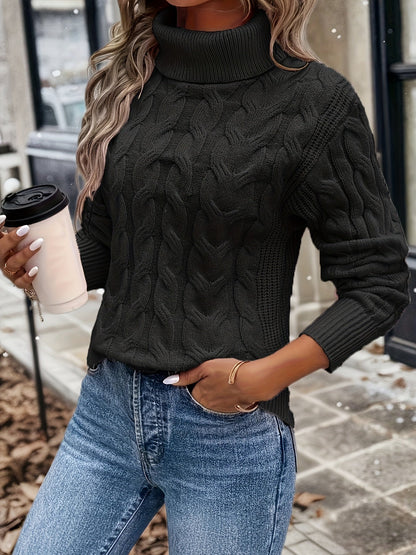 Elarova | Rollkragenpullover im Kabelstrick Design