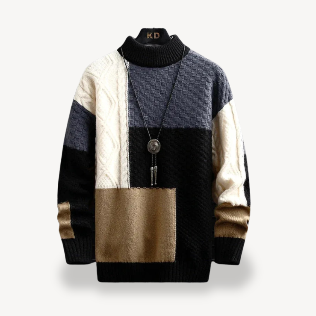 Elarova | Rollkragenpullover mit Farbblockdesign für Herren