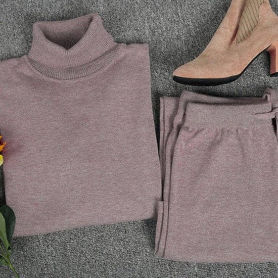 Elarova | Rollkragenpullover und Hosen-Set für Damen