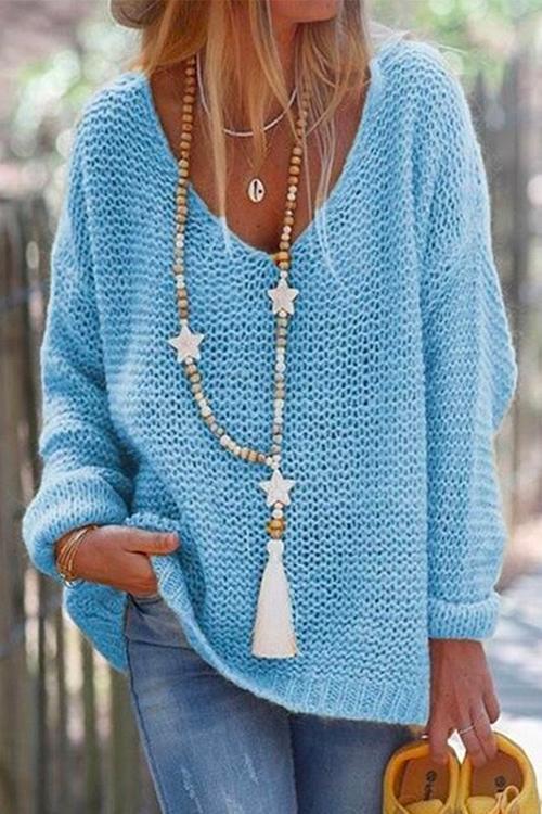 Elarova | Rosiedress VAusschnitt DropShoulder Solid Strickpullover