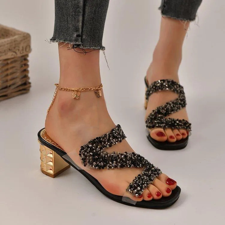 Elarova | Sandalen mit Absätzen und Pailletten